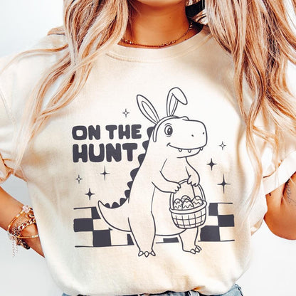 Cute Dinosaur Easter Png, Kids Easter Bunny Png - 300 DPI Design for