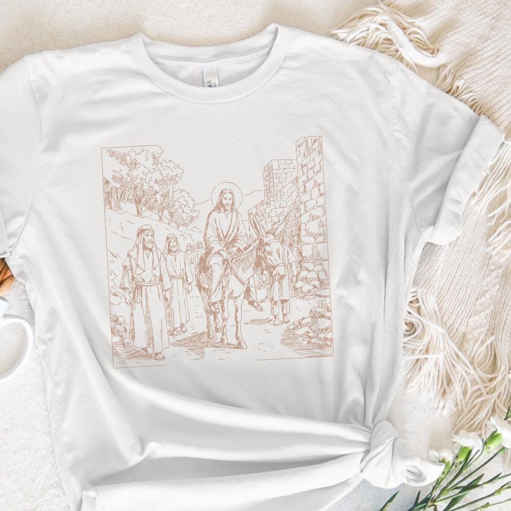 Jesus Riding Donkey PNG, Triumphal Entry Christian Design - 300 DPI