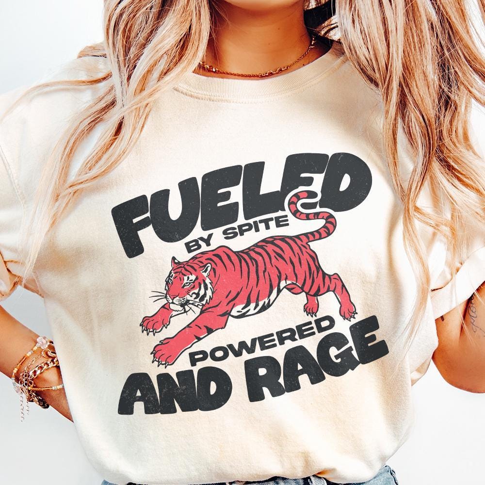 Fueled by Rage PNG, Snarky Vintage Tiger Design - 300 DPI Design for