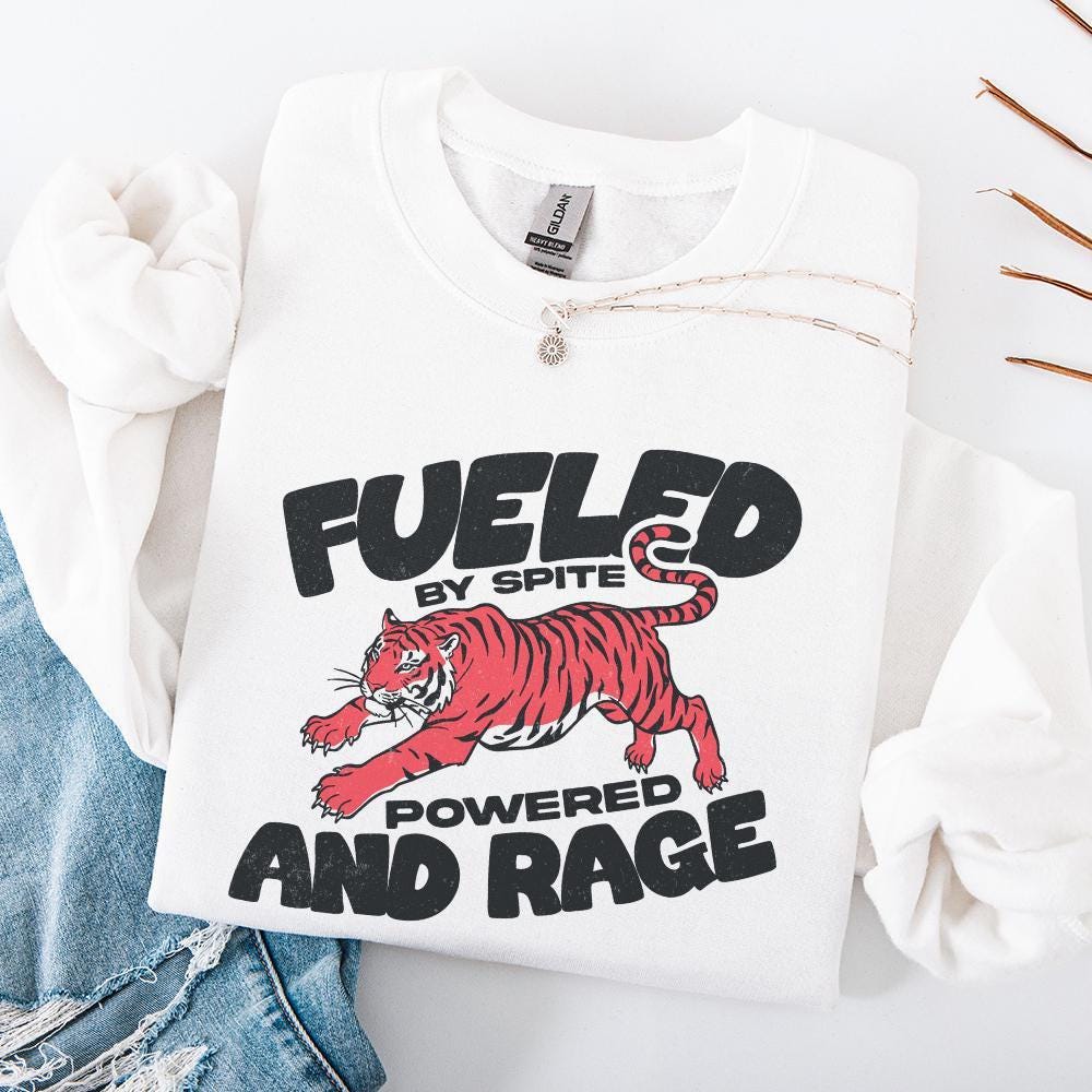 Fueled by Rage PNG, Snarky Vintage Tiger Design - 300 DPI Design for