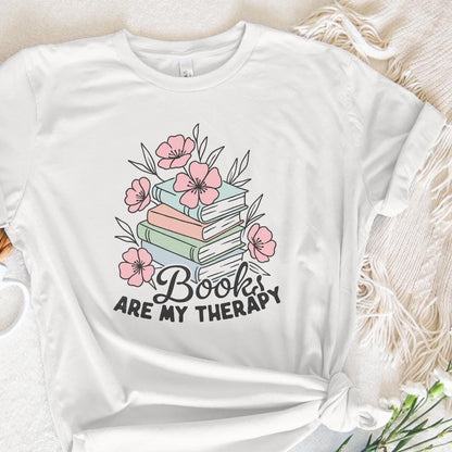 Book Are My Therapy Png, Flower Book Png - 300 DPI Design for T-Shirt