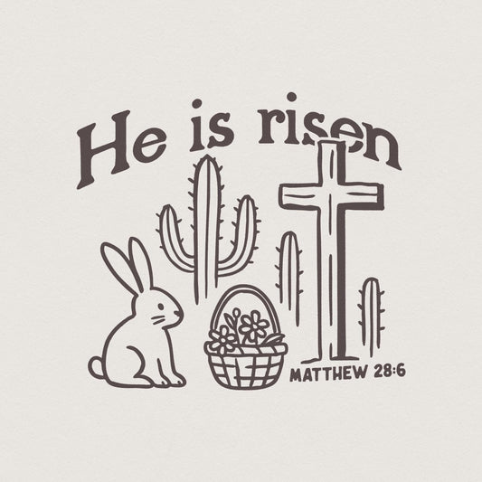 He Is Risen PNG, Matthew 28:6 Easter Design - 300 DPI Design for T-Shirt