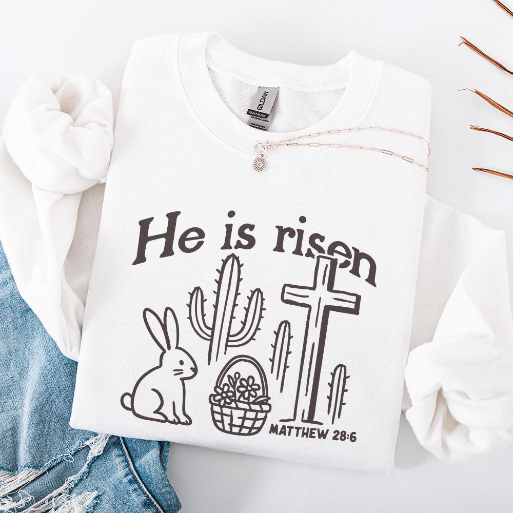 He Is Risen PNG, Matthew 28:6 Easter Design - 300 DPI Design for T-Shirt