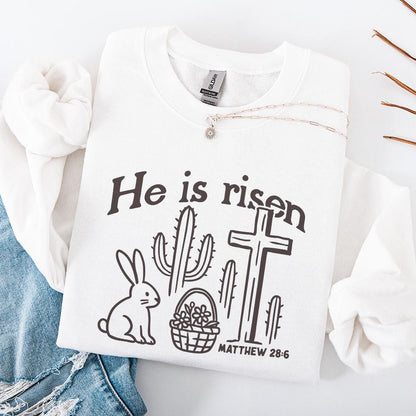 He Is Risen PNG, Matthew 28:6 Easter Design - 300 DPI Design for T-Shirt