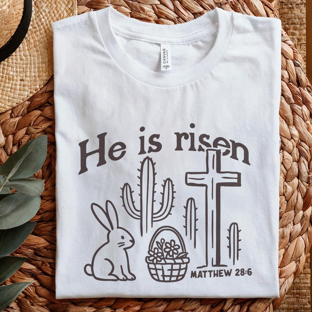 He Is Risen PNG, Matthew 28:6 Easter Design - 300 DPI Design for T-Shirt