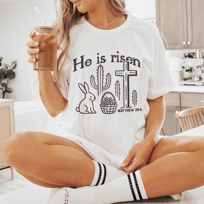 He Is Risen PNG, Matthew 28:6 Easter Design - 300 DPI Design for T-Shirt