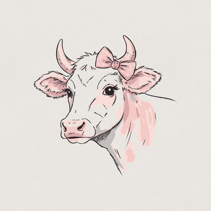 Coquette Cow Tshirt Design, cute Png - 300 DPI Design for T-Shirt