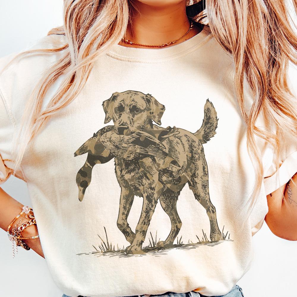 Camo Dog with Duck Hunting PNG, Sublimation DTG File - 300 DPI Design for