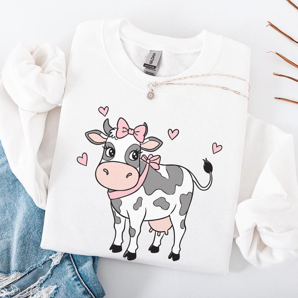 Coquette Cow Tshirt Design, Sublimation Png - 300 DPI Design for T-Shirt