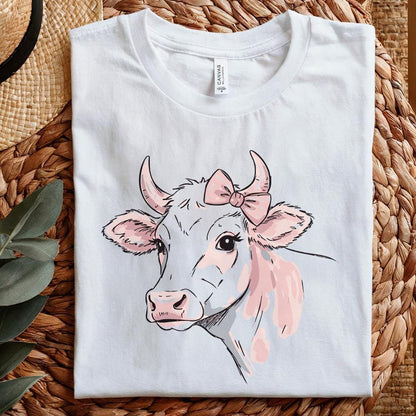 Coquette Cow Tshirt Design, cute Png - 300 DPI Design for T-Shirt