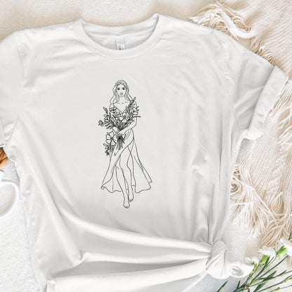 Elegant Lady with Blossoms PNG, Floral Woman Art - 300 DPI Design for