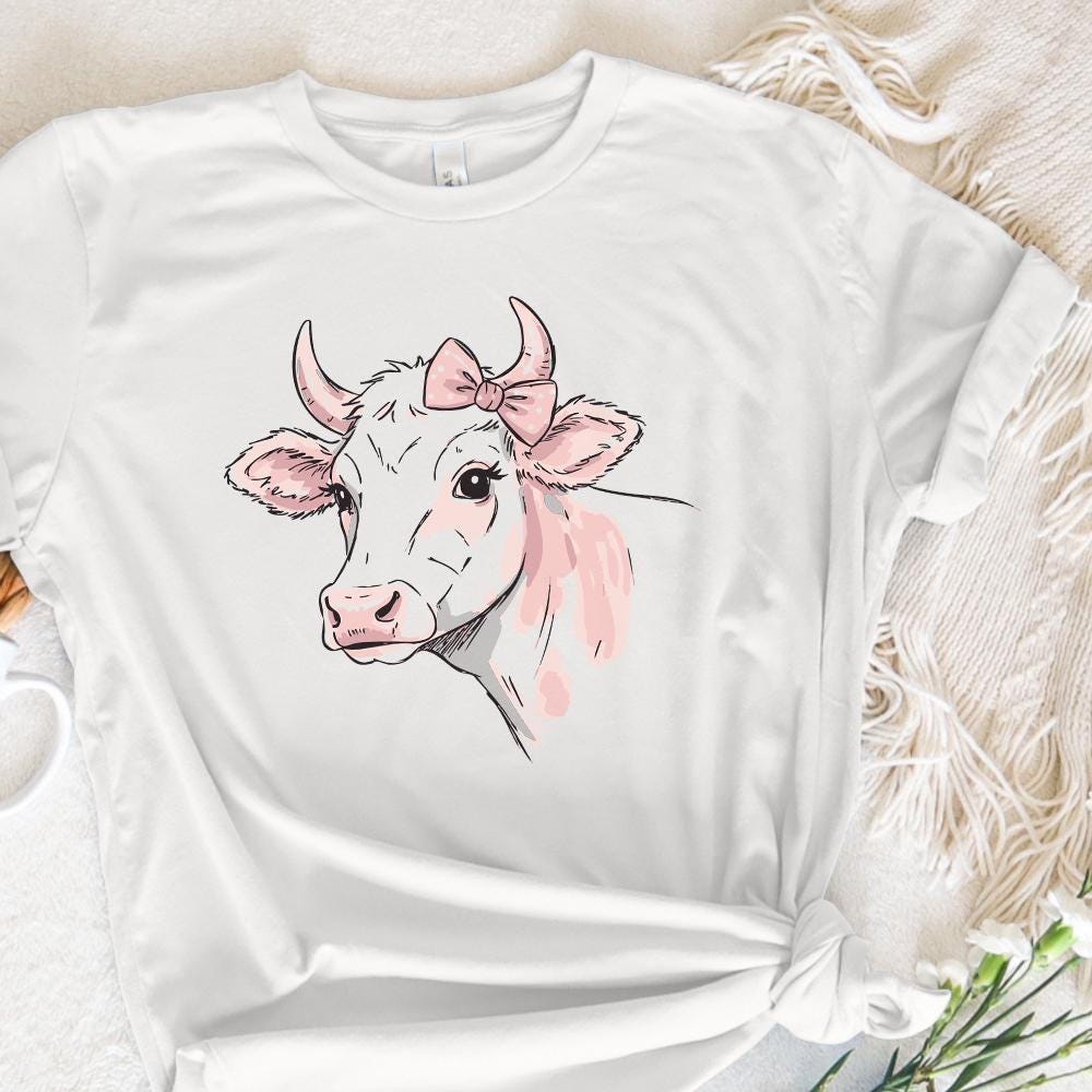 Coquette Cow Tshirt Design, cute Png - 300 DPI Design for T-Shirt