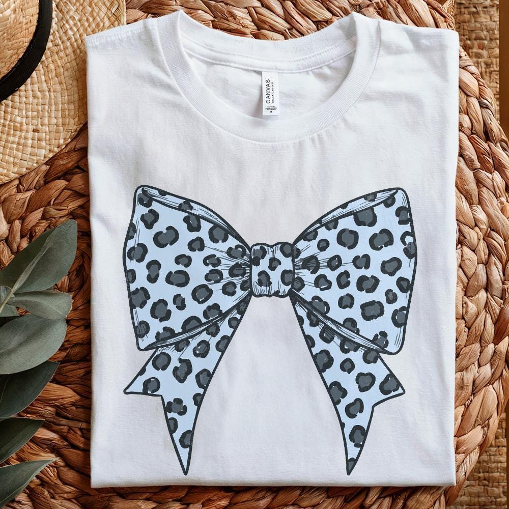 Leopard Print Bow PNG, Cheetah Pattern Hair Clipart - 300 DPI Design for