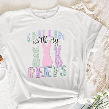 Chilling With My Peeps PNG, Easter Bunnies Sublimation Design - 300 DPI