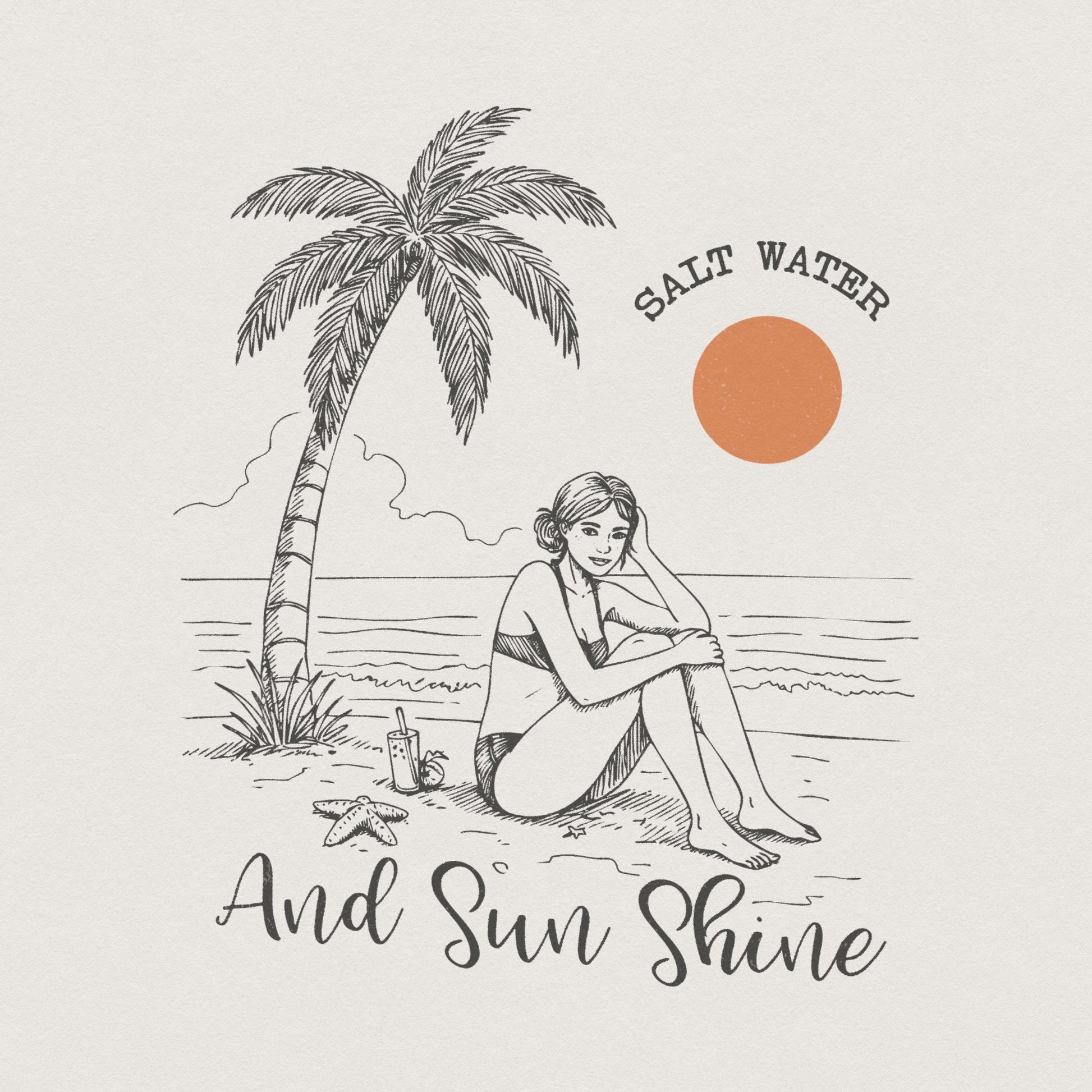 Salt Water And Sun Shine Png, Summer Sublimation Design - 300 DPI Design