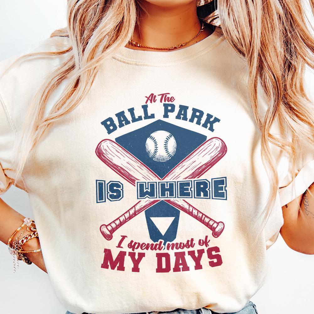 At The Ballpark Is Where I Spend Most Days PNG, Retro Baseball Mom - 300