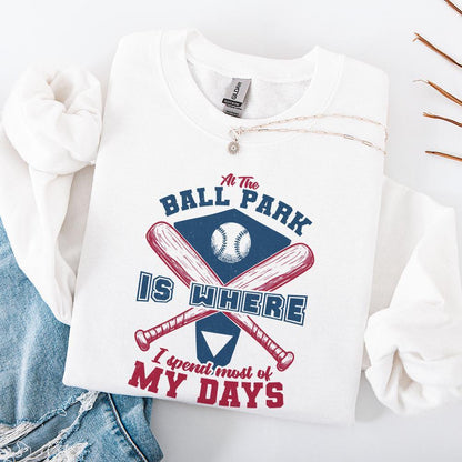 At The Ballpark Is Where I Spend Most Days PNG, Retro Baseball Mom - 300