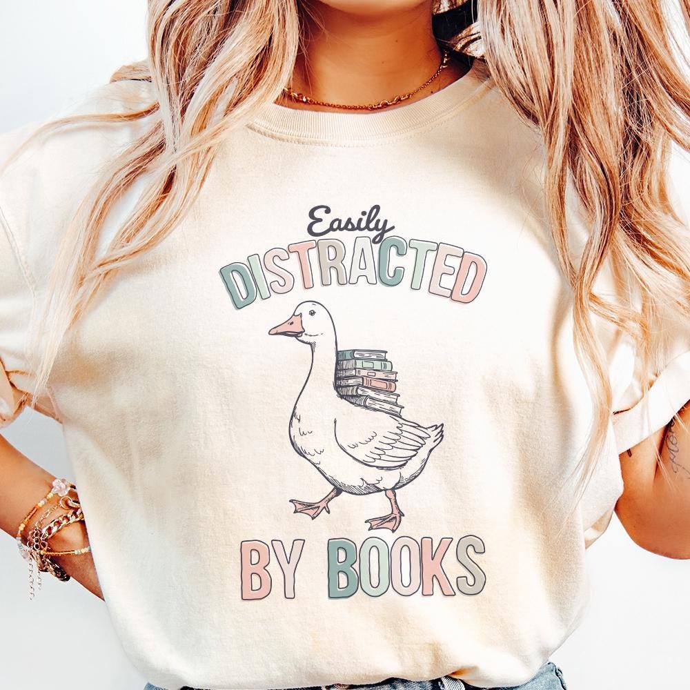 Easily Distracted by Books PNG, Silly Goose PNG - 300 DPI Design for
