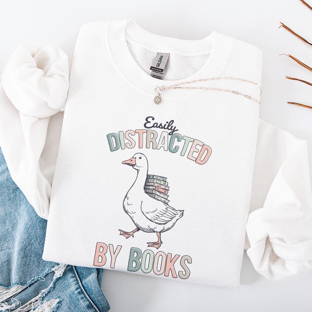Easily Distracted by Books PNG, Silly Goose PNG - 300 DPI Design for
