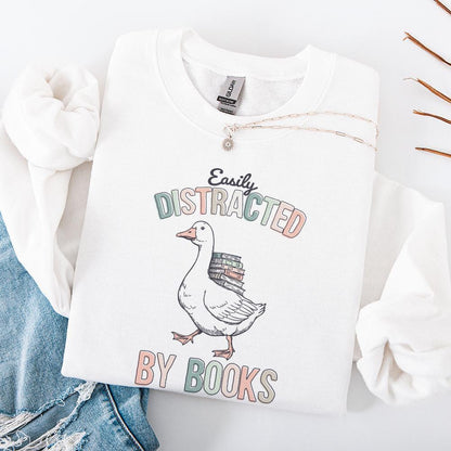 Easily Distracted by Books PNG, Silly Goose PNG - 300 DPI Design for