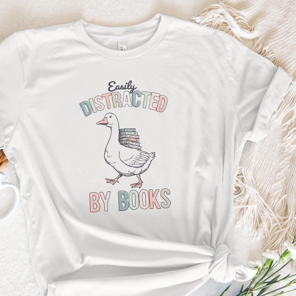 Easily Distracted by Books PNG, Silly Goose PNG - 300 DPI Design for
