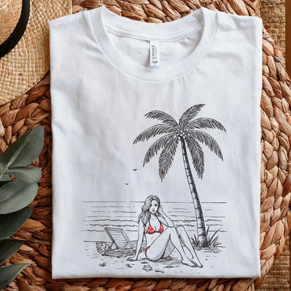 Palm Tree Relaxation PNG, Tropical Beach Scene - 300 DPI Design for T-Shirt