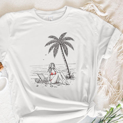Palm Tree Relaxation PNG, Tropical Beach Scene - 300 DPI Design for T-Shirt