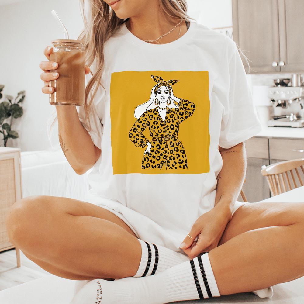 Fashion Forward Woman in Leopard Print PNG, Stylish Girl Art Design - 300