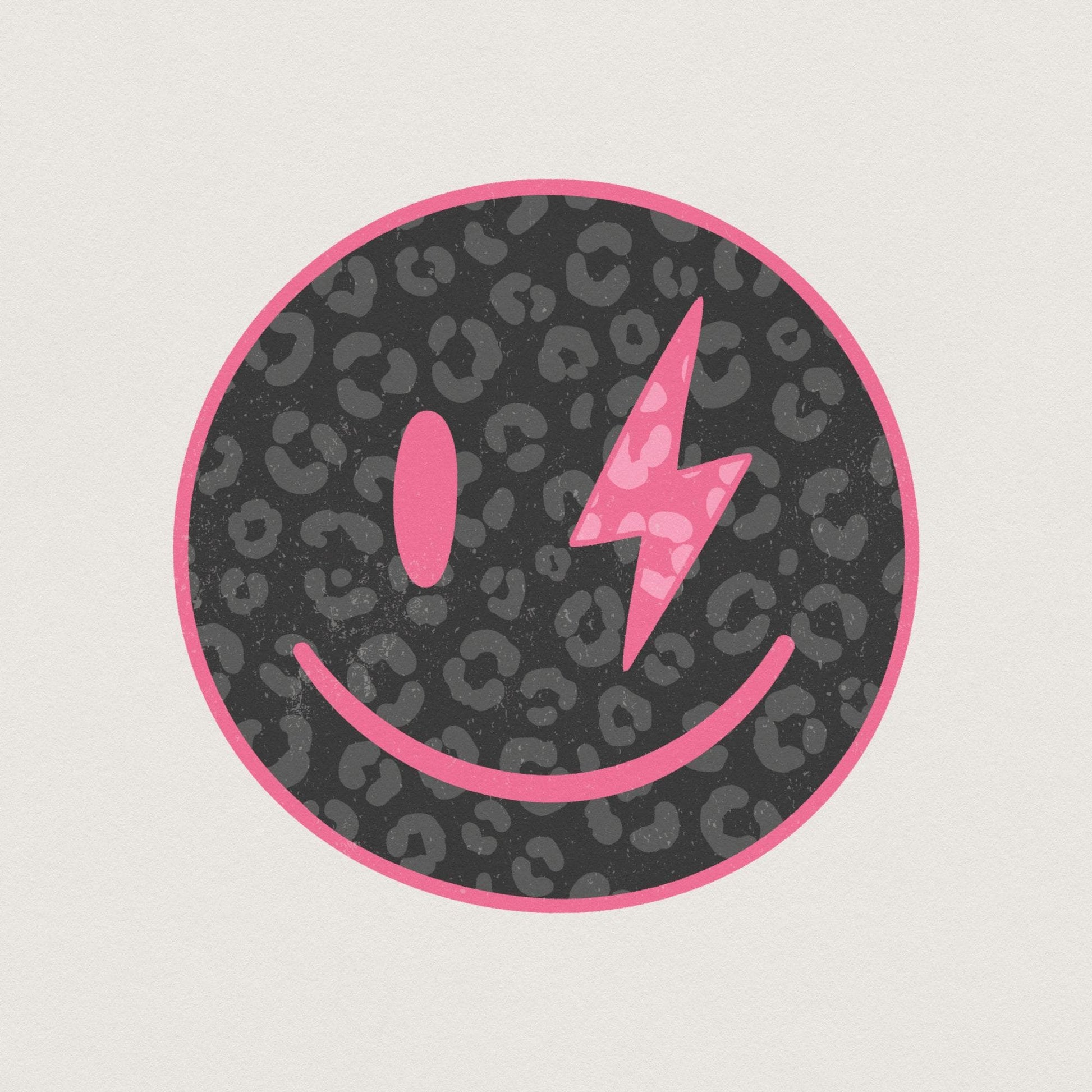 Black Leopard Smile Face PNG, Digital Download - 300 DPI Design for T-Shirt