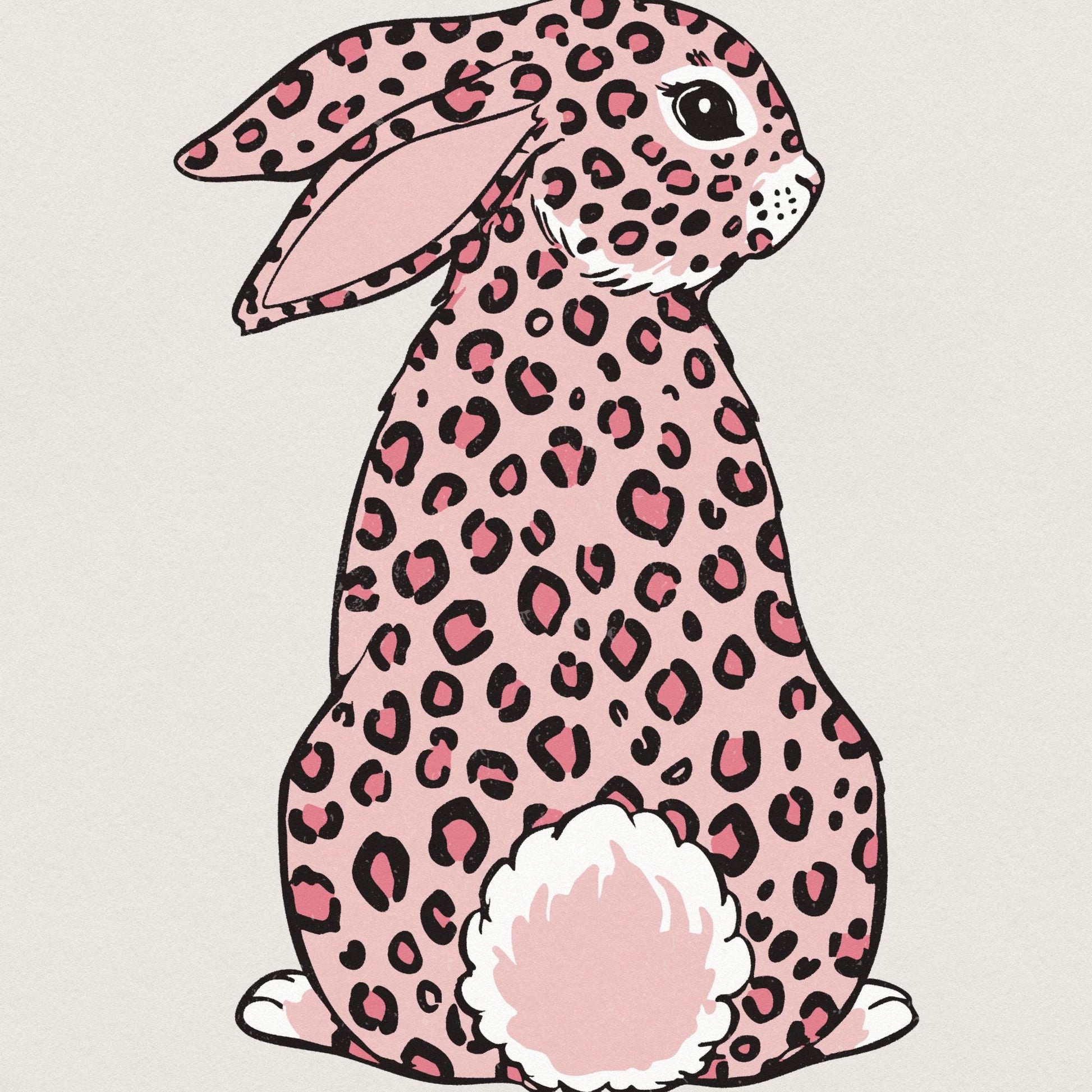 Pink Leopard Print Rabbit PNG, Cute Animal Clipart - 300 DPI Design for