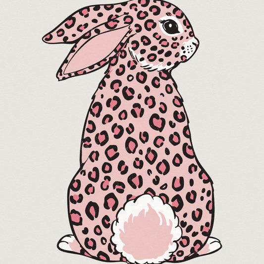 Pink Leopard Print Rabbit PNG, Cute Animal Clipart - 300 DPI Design for