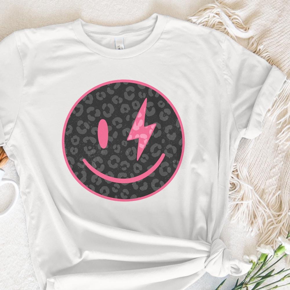 Black Leopard Smile Face PNG, Digital Download - 300 DPI Design for T-Shirt