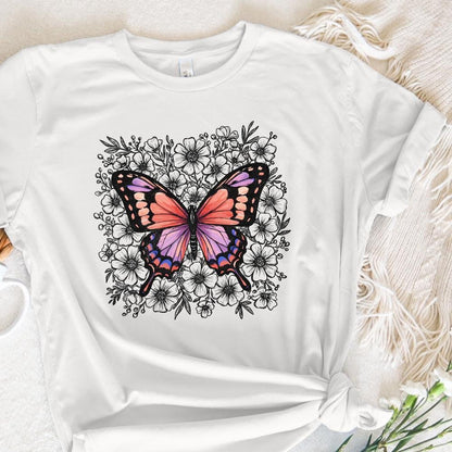 Colorful Butterfly Floral PNG, Botanical Butterfly Illustration - 300 DPI