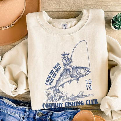 Cowboy Fishing Club PNG, Western Designs Digital Download - 300 DPI
