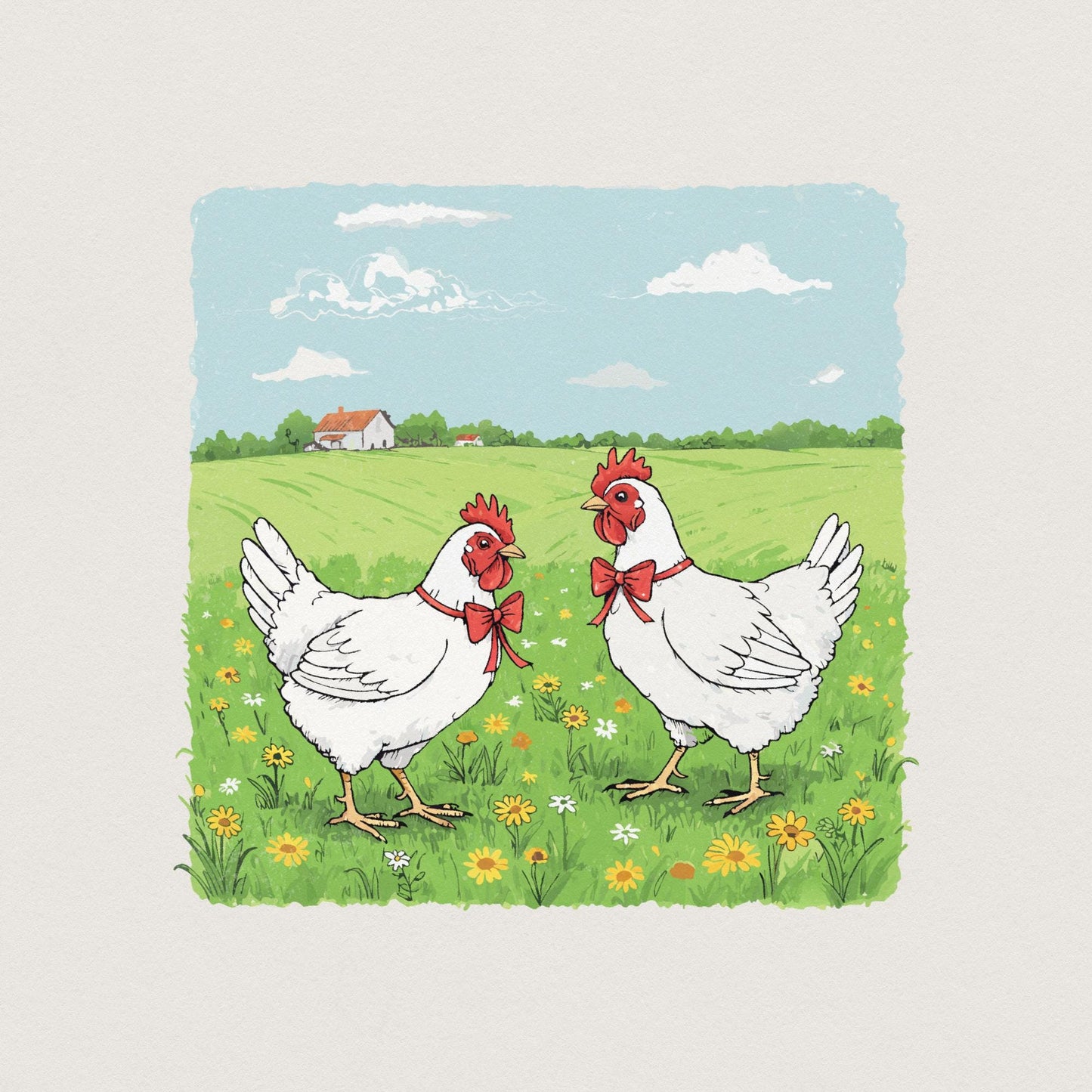 Country Farm Chickens PNG, Cute Farm Animal Illustration - 300 DPI Design