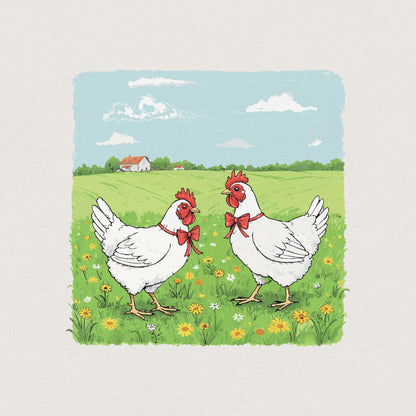 Country Farm Chickens PNG, Cute Farm Animal Illustration - 300 DPI Design