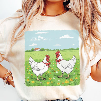 Country Farm Chickens PNG, Cute Farm Animal Illustration - 300 DPI Design