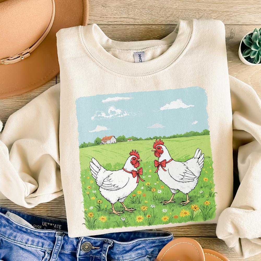 Country Farm Chickens PNG, Cute Farm Animal Illustration - 300 DPI Design