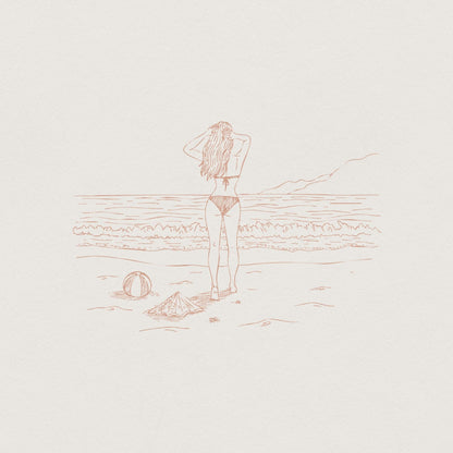 Beach Vibes PNG, Summer Line Art Design - 300 DPI Design for T-Shirt