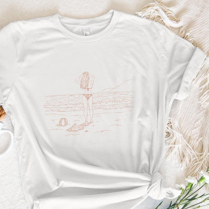 Beach Vibes PNG, Summer Line Art Design - 300 DPI Design for T-Shirt