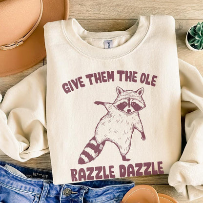 Give 'Em The Ole Razzle Dazzle Raccoon PNG, Funny Raccoon Digital