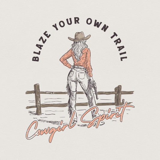 Blaze your own Trail Png, Retro Cowgirl Style Png - 300 DPI Design for