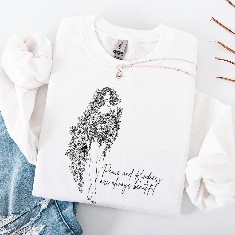 Peace and Kindness PNG, floral png - 300 DPI Design for T-Shirt