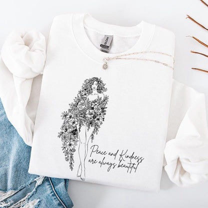 Peace and Kindness PNG, floral png - 300 DPI Design for T-Shirt