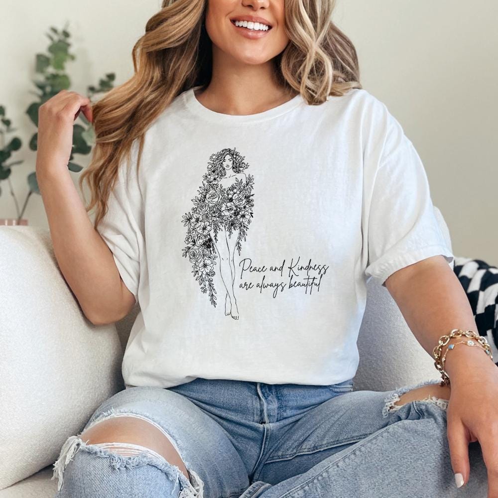 Peace and Kindness PNG, floral png - 300 DPI Design for T-Shirt