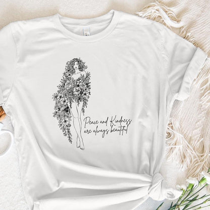 Peace and Kindness PNG, floral png - 300 DPI Design for T-Shirt