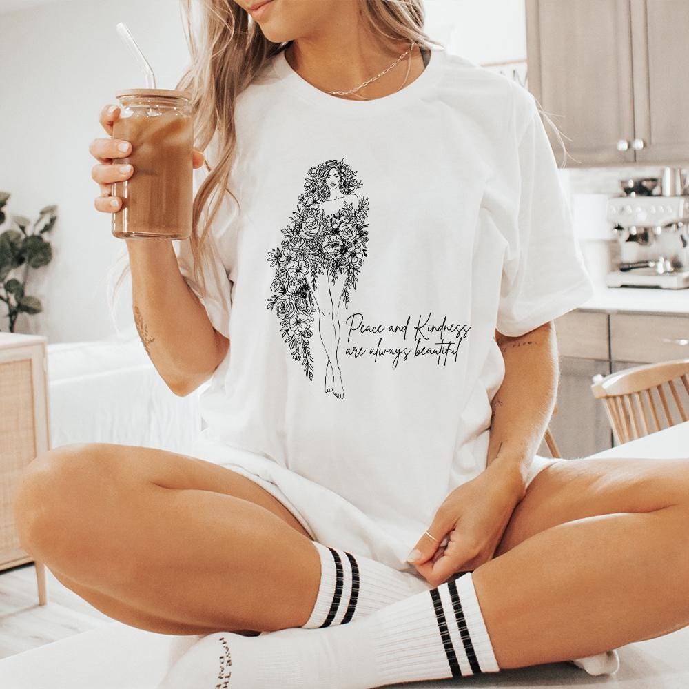 Peace and Kindness PNG, floral png - 300 DPI Design for T-Shirt