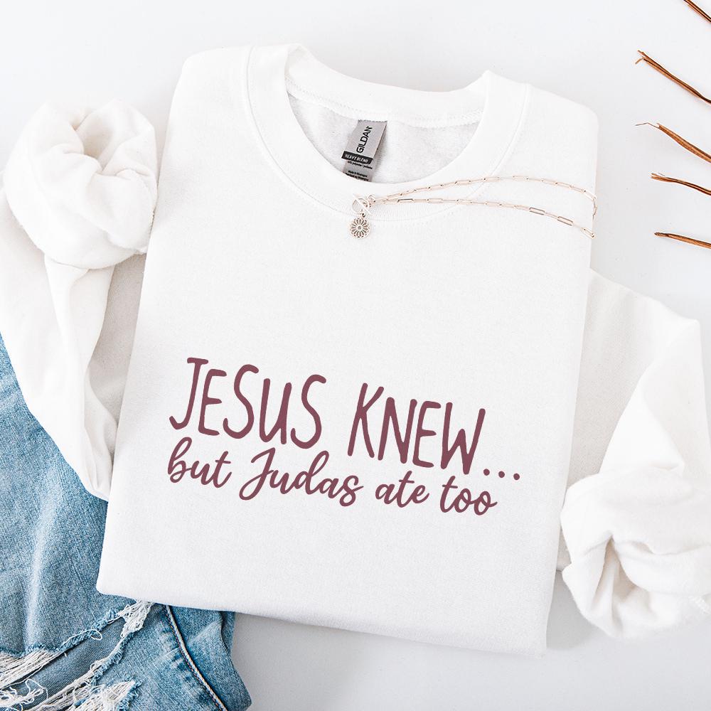Jesus Knew But Judas Ate Too PNG, Christian Retro Sublimation Design -