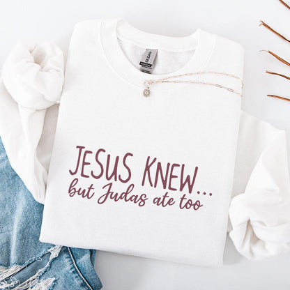 Jesus Knew But Judas Ate Too PNG, Christian Retro Sublimation Design -
