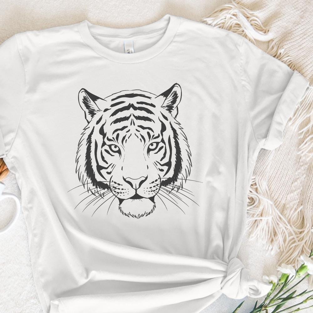 Majestic Tiger Head PNG, Wild Animal Art - 300 DPI Design for T-Shirt